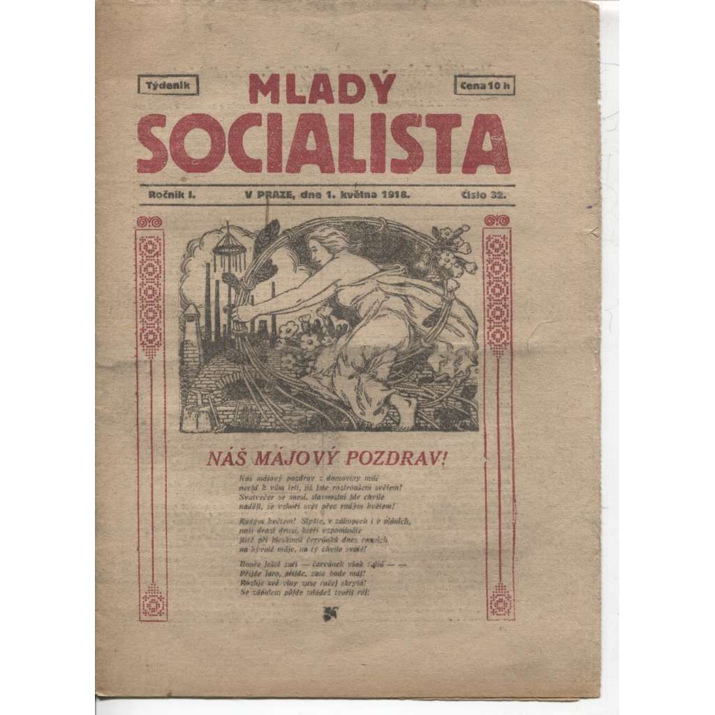 Mladý socialista (1.5.1918) - staré noviny, 1. republika