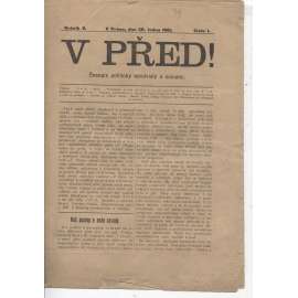 V před! Ročník V., číslo 1 (30.1.1901). Časopis politicky neodvislý a sociální - staré noviny