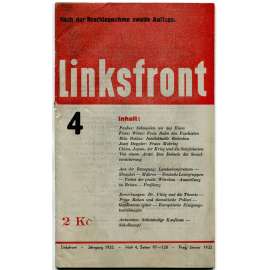 Linksfront, roč. 1, 1931-1932, č. 4 (leden 1932) [Levá fronta; časopis; KSČ; komunismus; politika; marxismus]