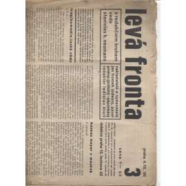 Levá fronta, číslo 3. (4. 12. 1930) - staré noviny, 1. republika