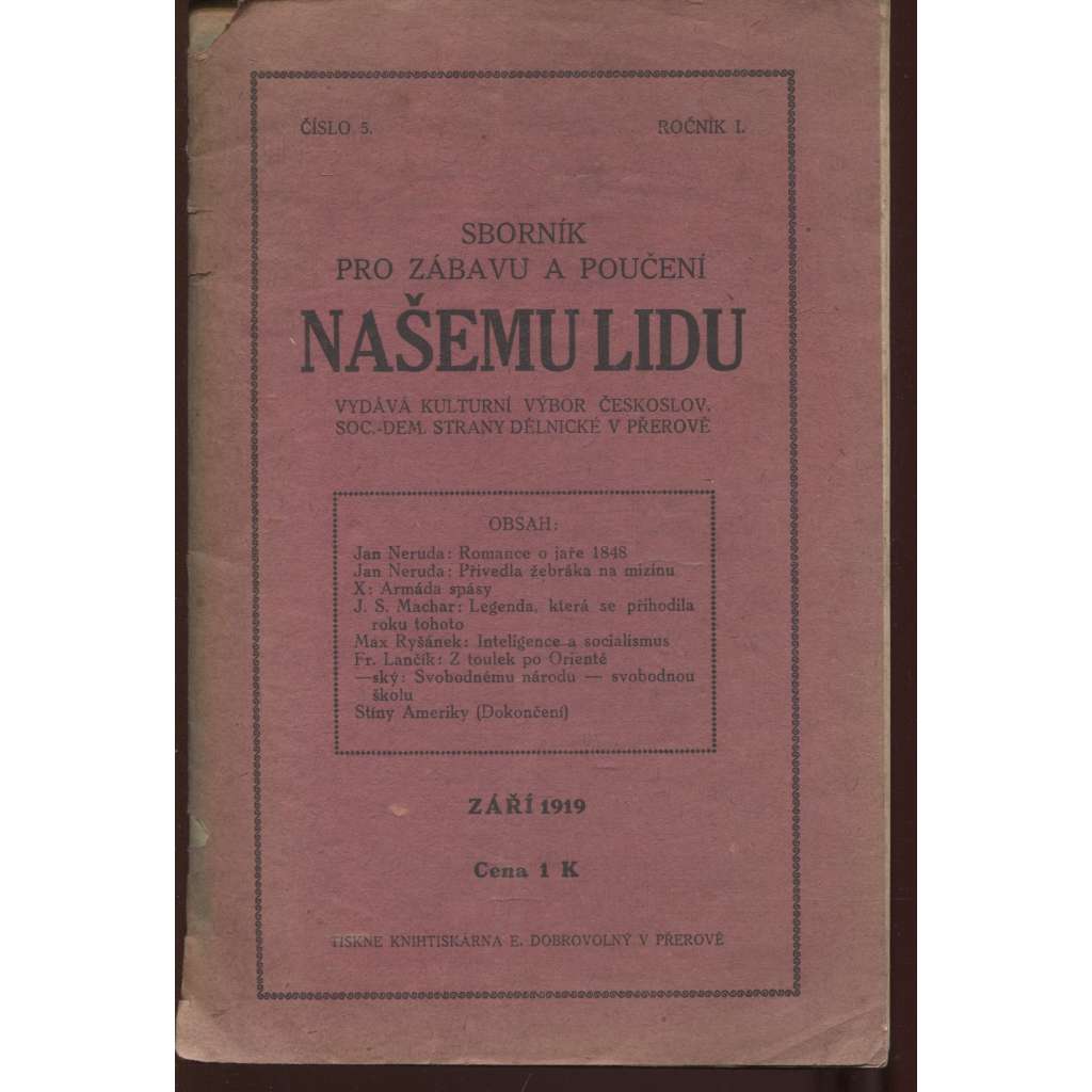 Sborník pro zábavu a poučení Našemu lidu, září 1919