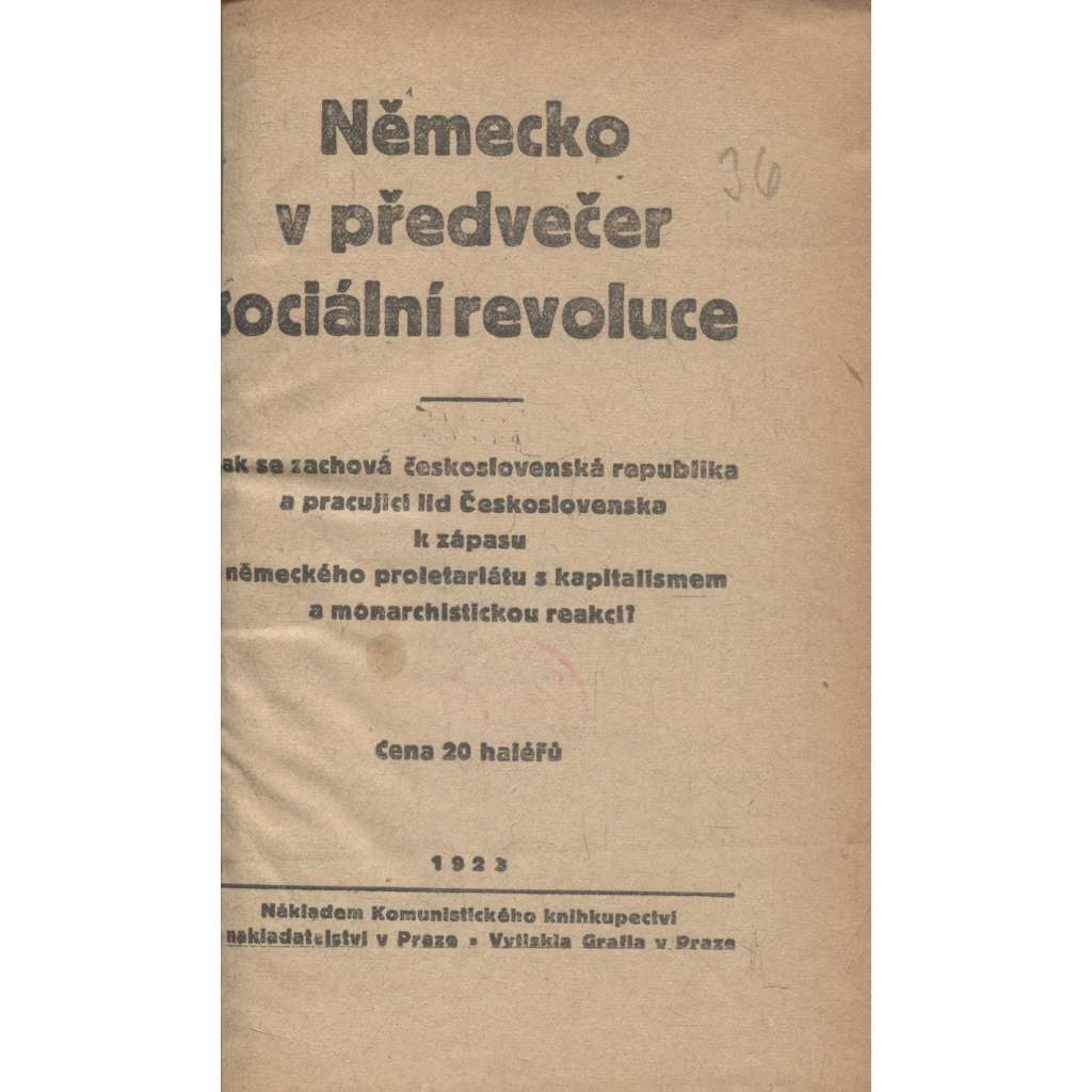 Německo v předvečer sociální revoluce (komunistická literatura, levicová literatura)