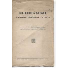 Prehlásenie československej vlády (text slovensky)