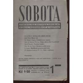 Sobota – Týdeník pro politiku, sociální otázky, hospodářství a kulturu. Ročník VII./1936