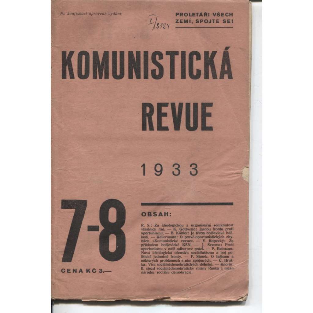 Komunistická revue, ročník VIII., číslo 7-8/1933 (komunistická literatura)