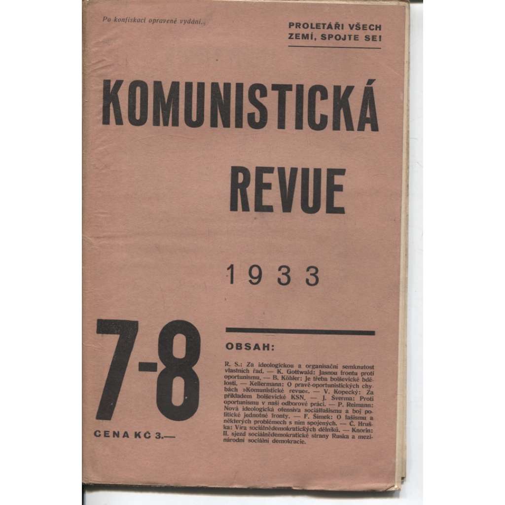 Komunistická revue, ročník VIII., číslo 7-8/1933 (komunistická literatura)