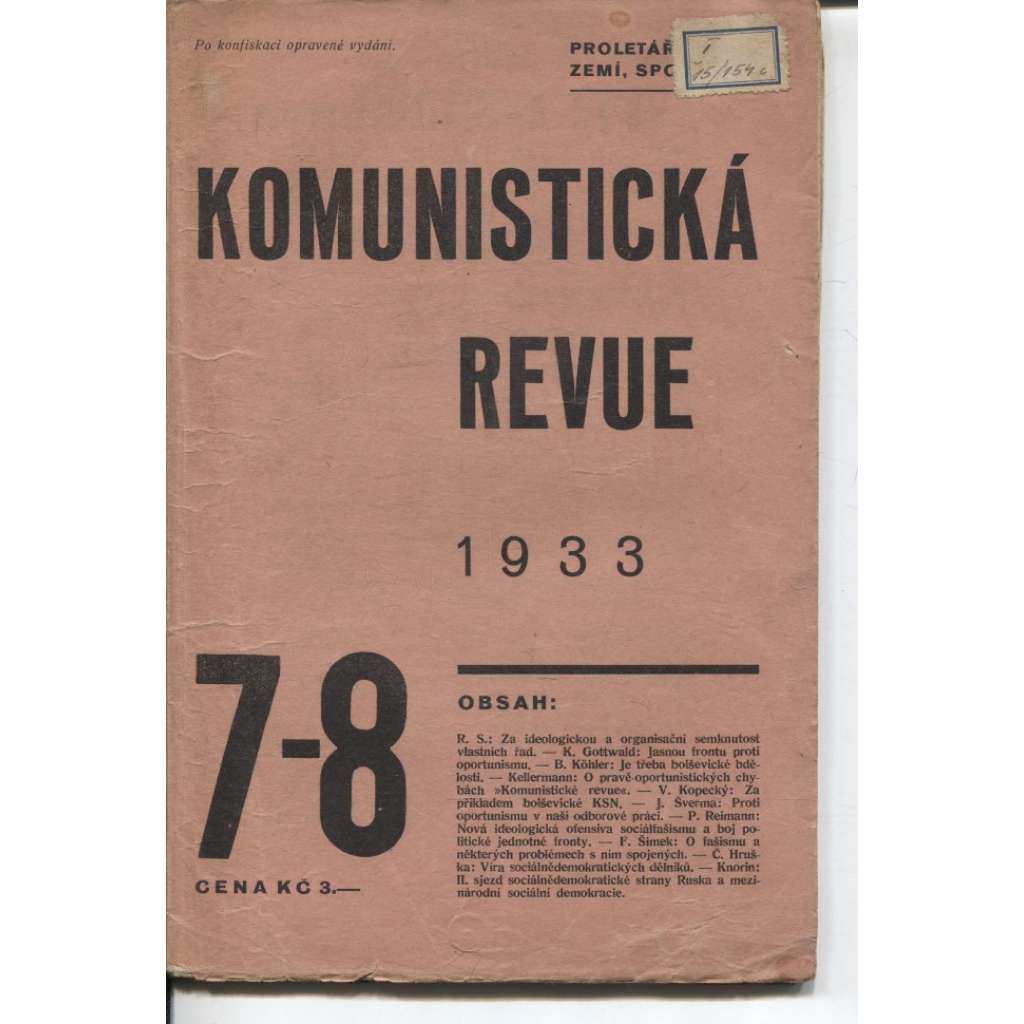 Komunistická revue, ročník VIII., číslo 7-8/1933 (komunistická literatura)