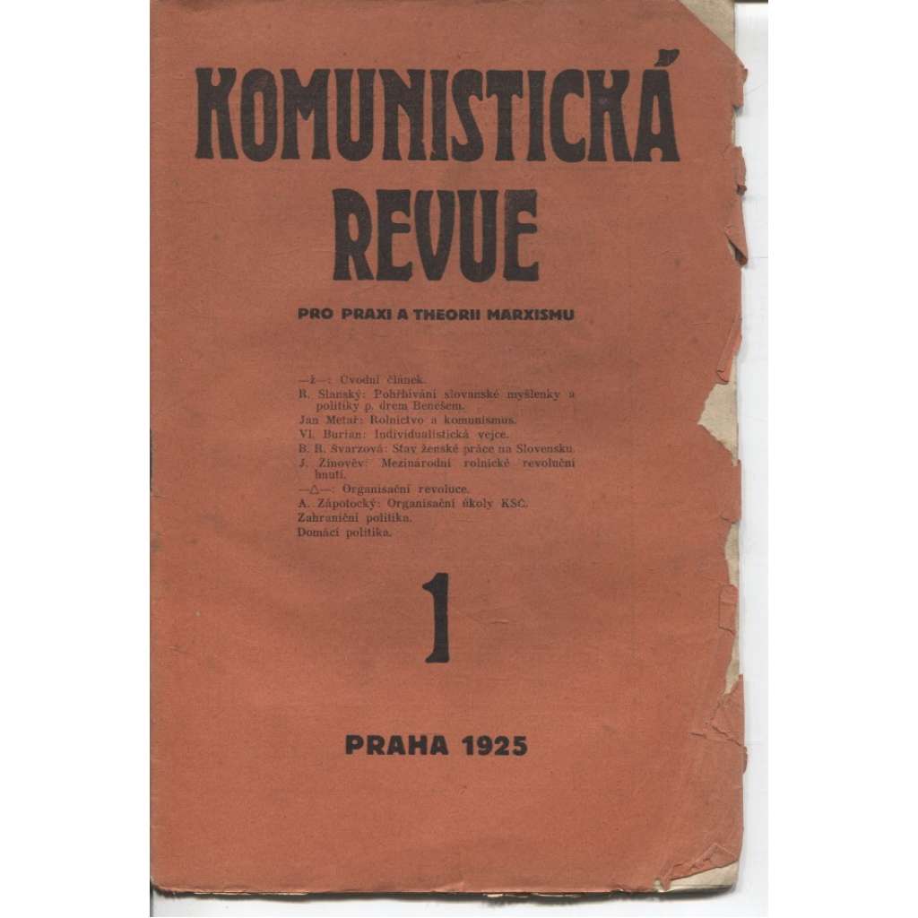 Komunistická revue, ročník II., číslo 1/1925 (komunistická literatura)