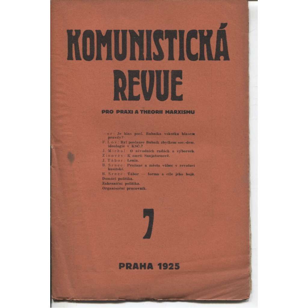 Komunistická revue, ročník II., číslo 7/1925 (komunistická literatura)