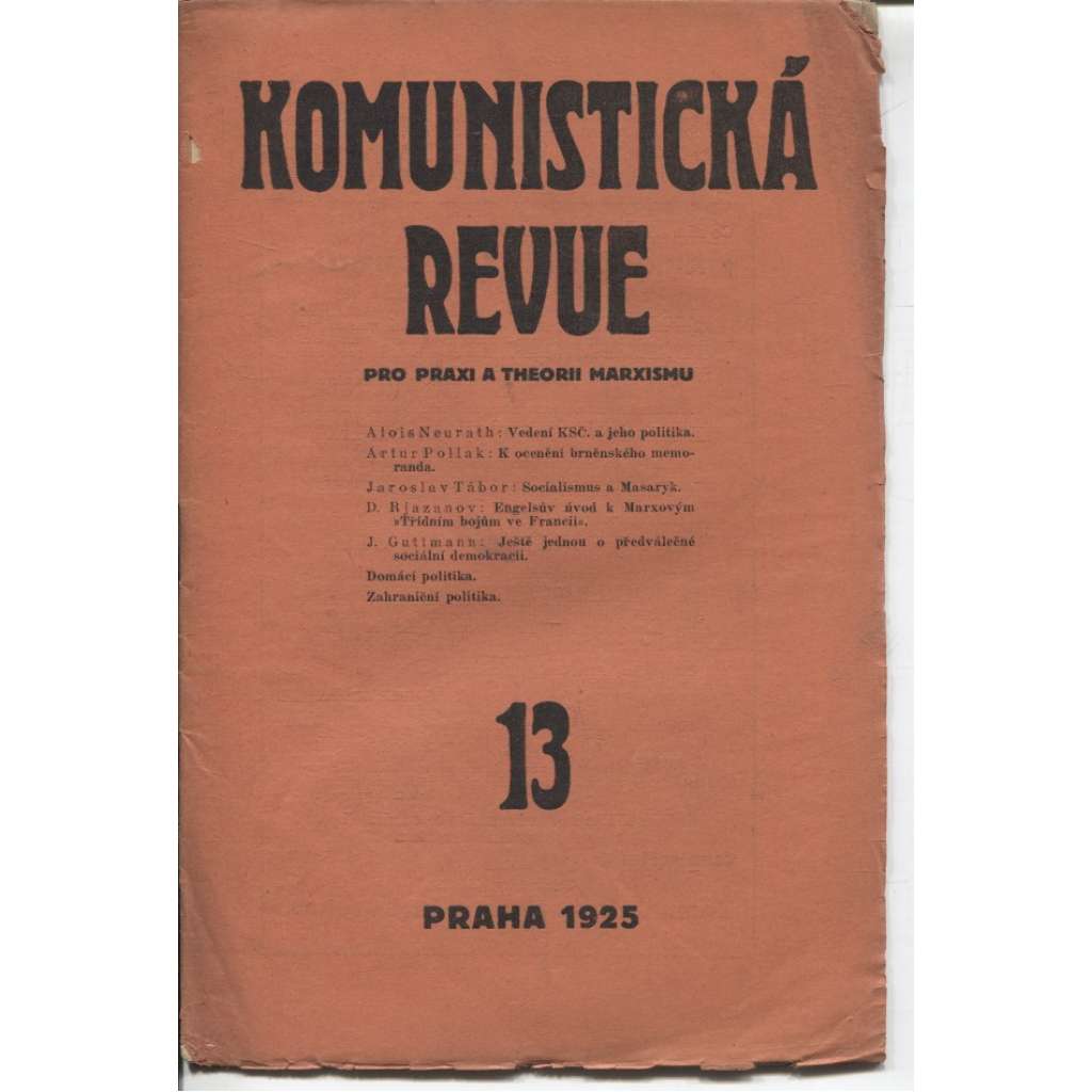 Komunistická revue, ročník II., číslo 13/1925 (komunistická literatura)