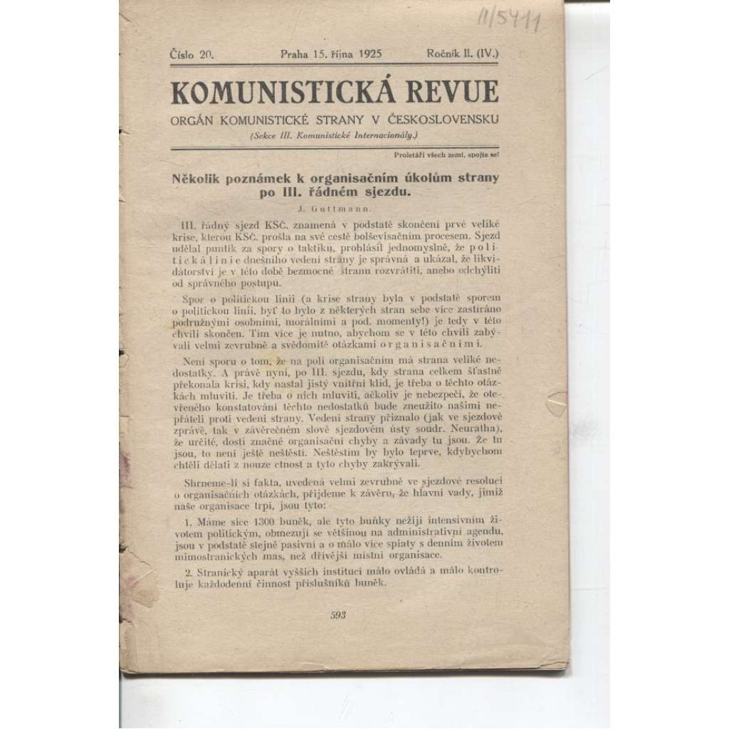 Komunistická revue, ročník II., číslo 20/1925 (komunistická literatura)