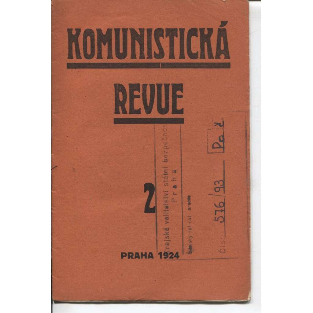 Komunistická revue, ročník I., číslo 2/1924 (komunistická literatura)