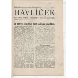 Havlíček, ročník XXII., číslo 8/1933 (Časopis) Měsíčník Volné myšlenky československé