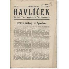 Havlíček, ročník XXII., číslo 4/1933 (Časopis) Měsíčník Volné myšlenky československé