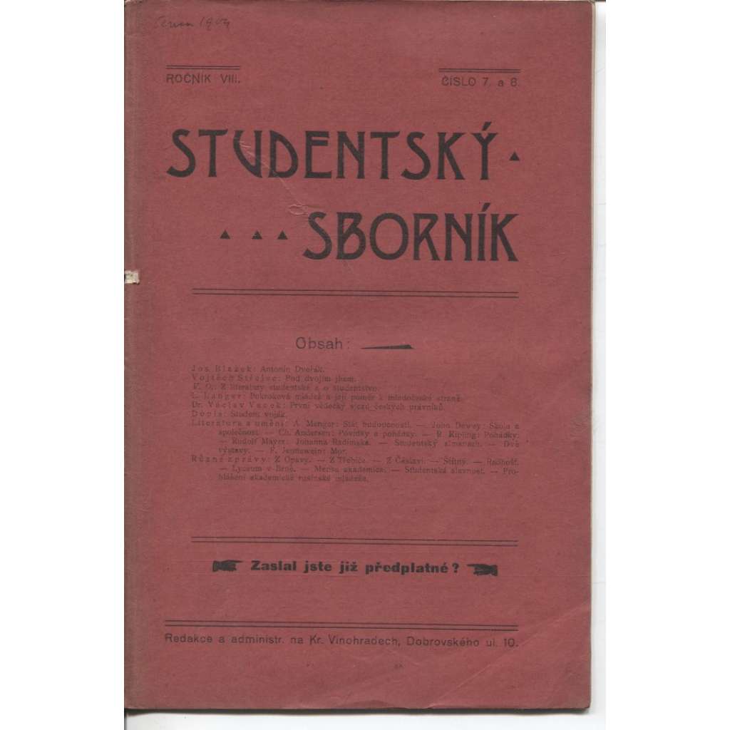 Studentský sborník, ročník VIII., číslo 7-8 (časopis)