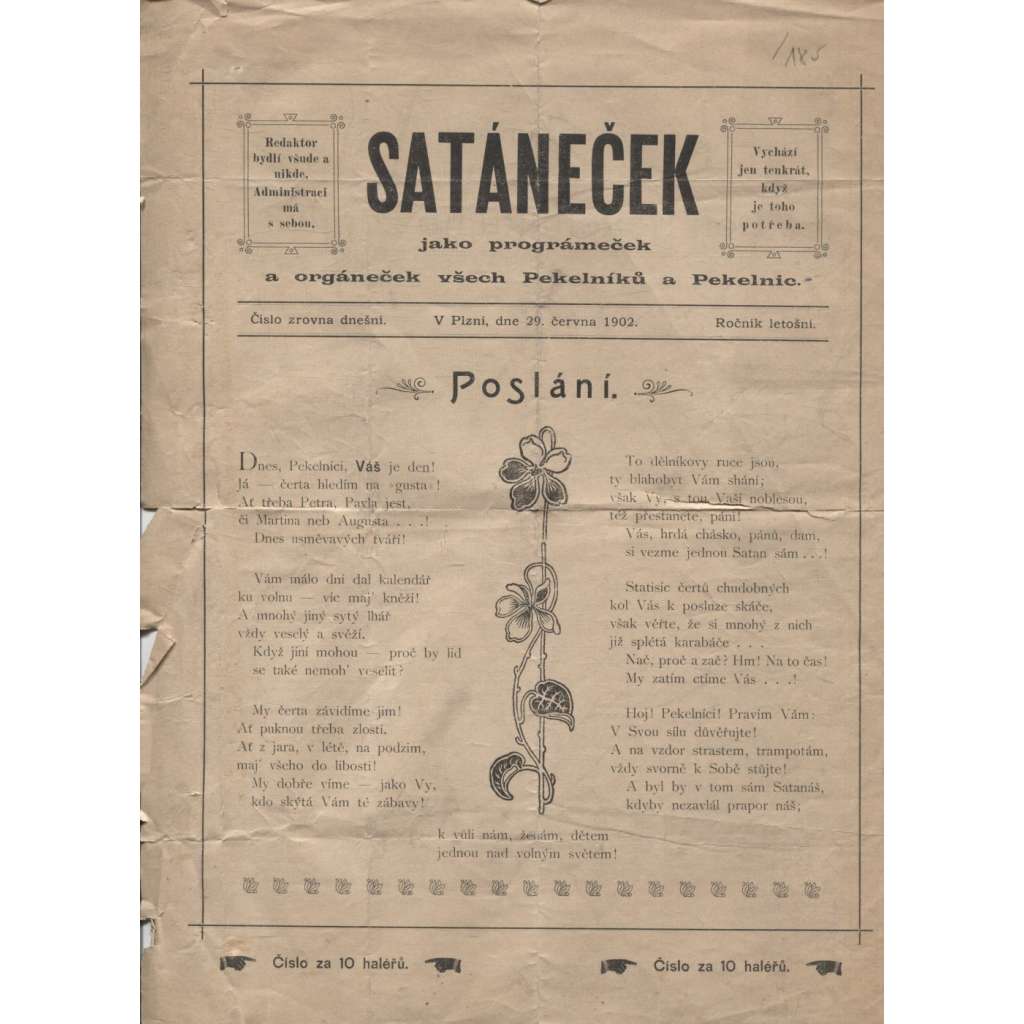 Satáneček (29.6.1902) - staré noviny