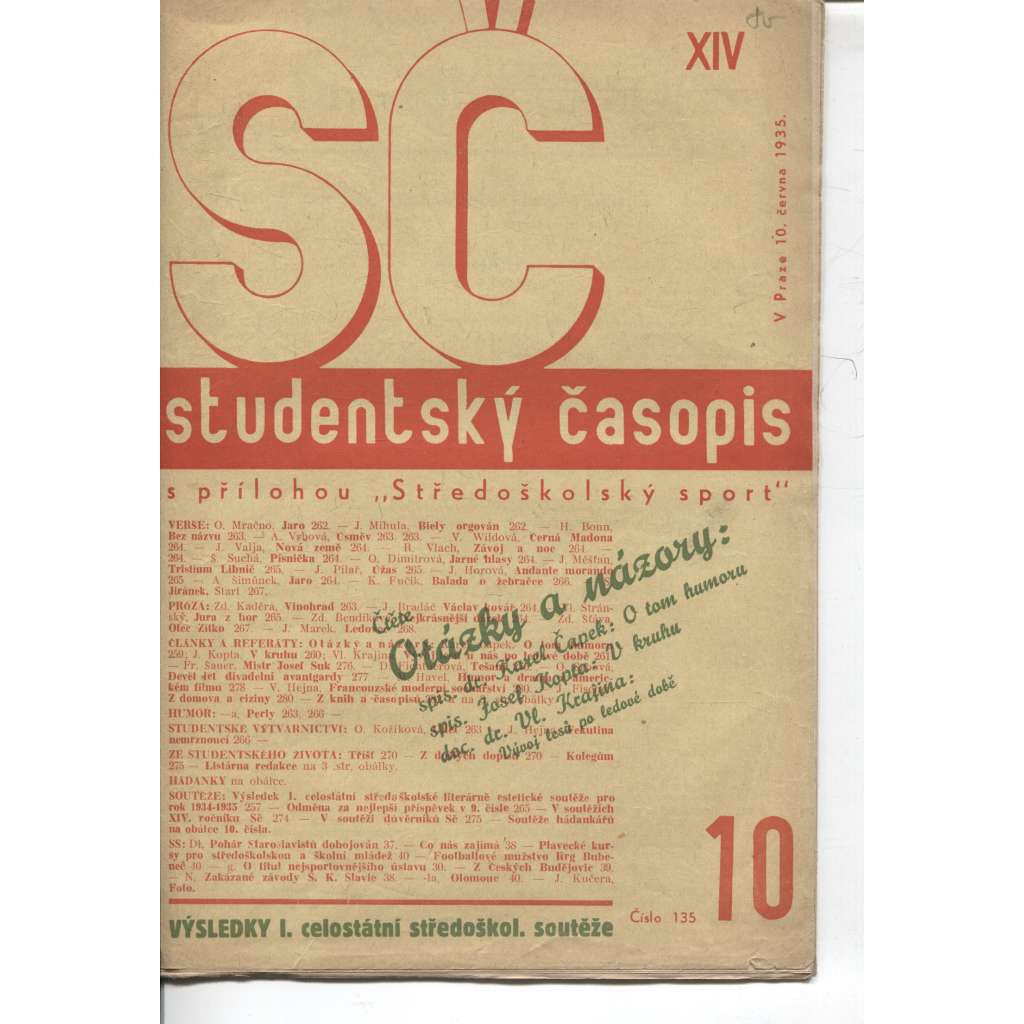 Studentský časopis, ročník XIV., číslo 10/1935