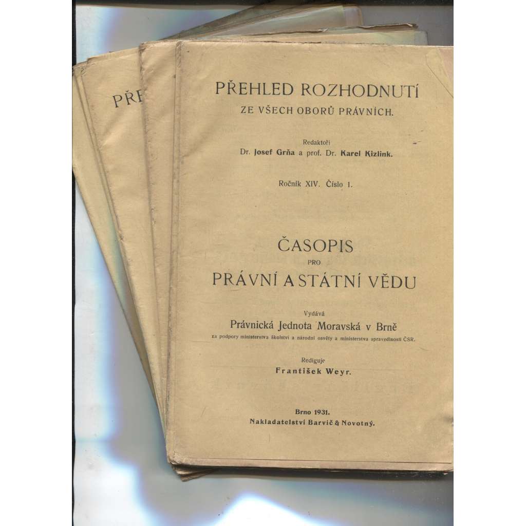 Časopis pro právní a státní vědu, ročník XIV./1931, číslo 1-10 (právo)