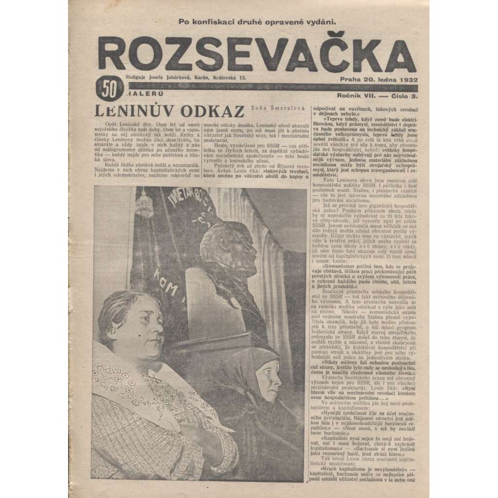 Rozsevačka, ročník VII., číslo 3/1932 (časopis, 1. republika)