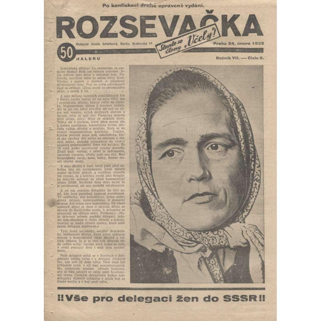 Rozsevačka, ročník VII., číslo 8/1932 (časopis, 1. republika)