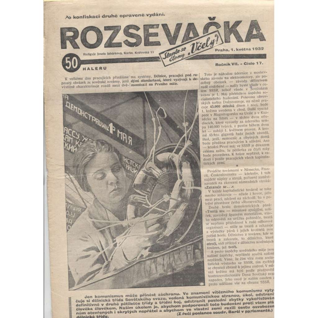 Rozsevačka, ročník VII., číslo 17/1932 (časopis, 1. republika)