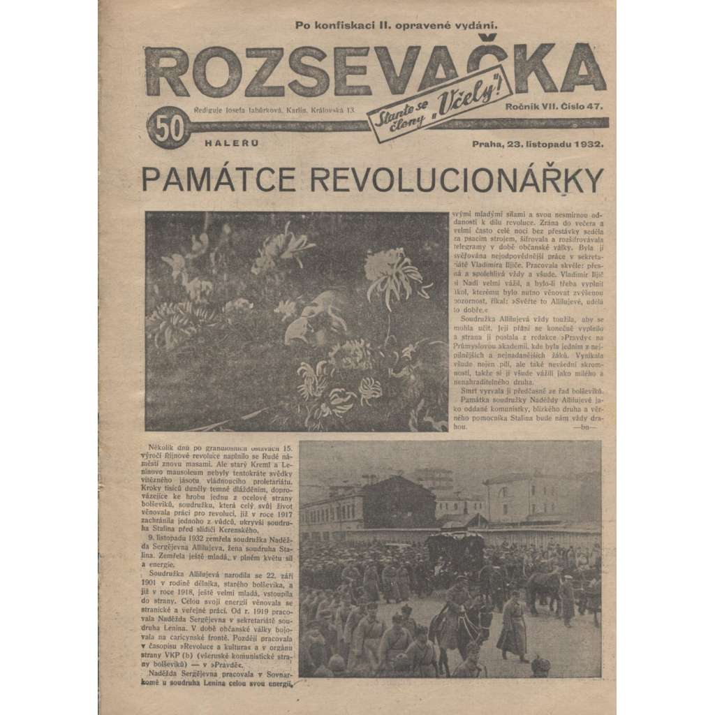 Rozsevačka, ročník VII., číslo 47/1932 (časopis, 1. republika)