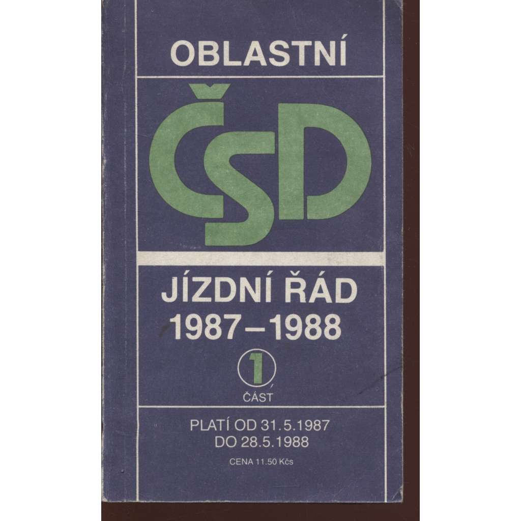 Oblastní jízdní řád 1987/1988, č. 1. ČSD