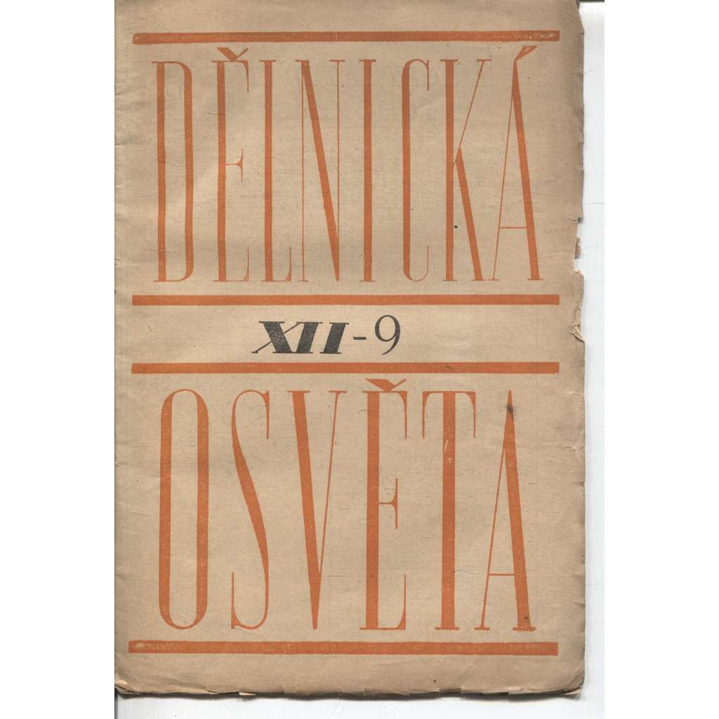 Dělnická osvěta, ročník XII, číslo 9/1926 (časopis, levicová literatura)