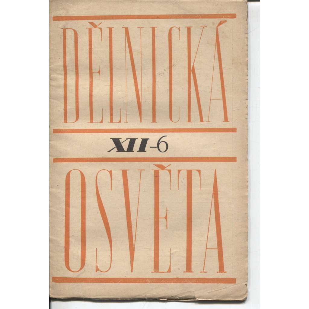 Dělnická osvěta, ročník XII, číslo 6/1926 (časopis, levicová literatura)