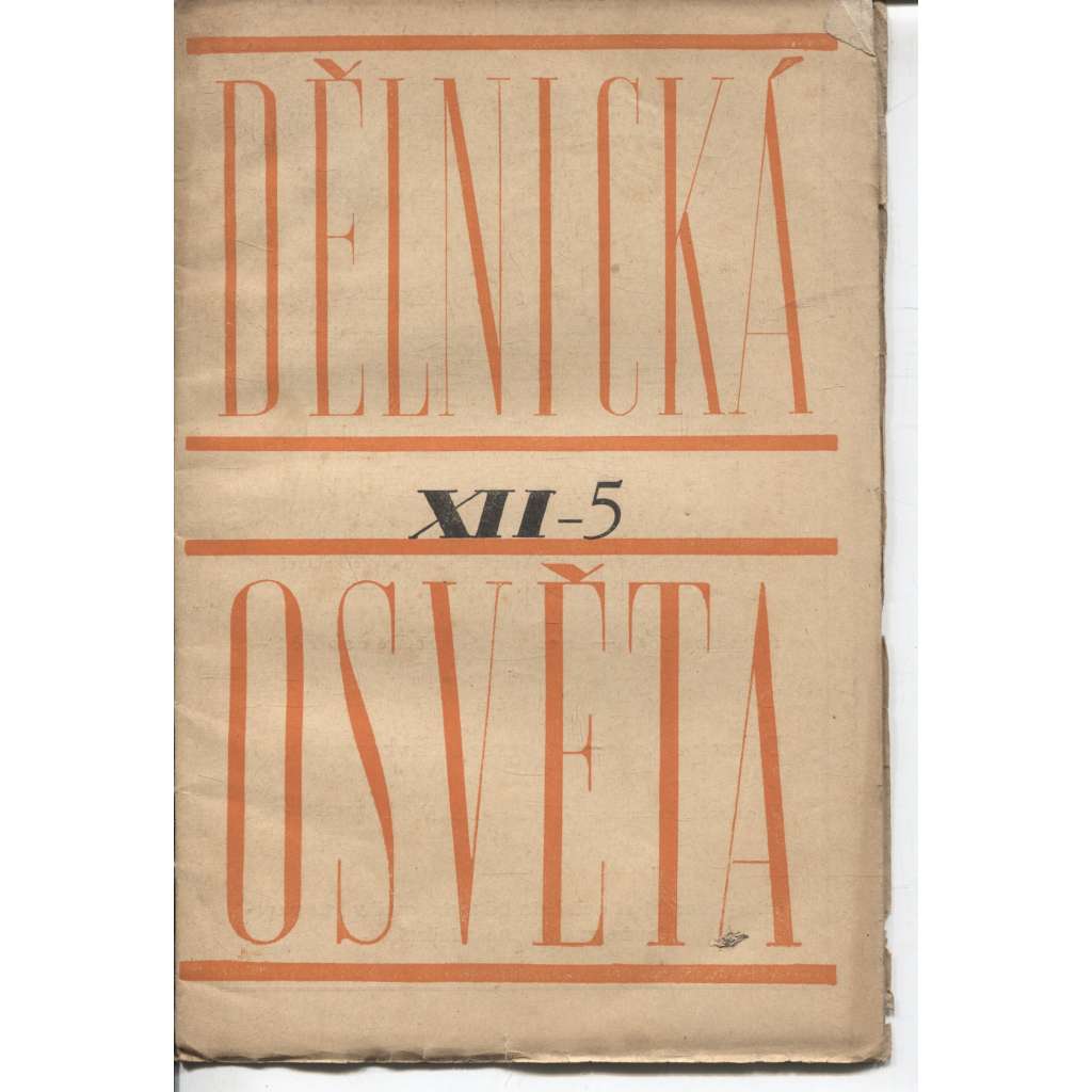 Dělnická osvěta, ročník XII, číslo 5/1926 (časopis, levicová literatura)