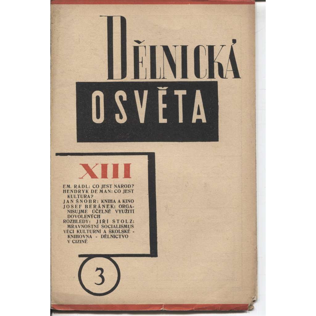 Dělnická osvěta, ročník XIII, číslo 3/1927 (časopis, levicová literatura, 1. republika)