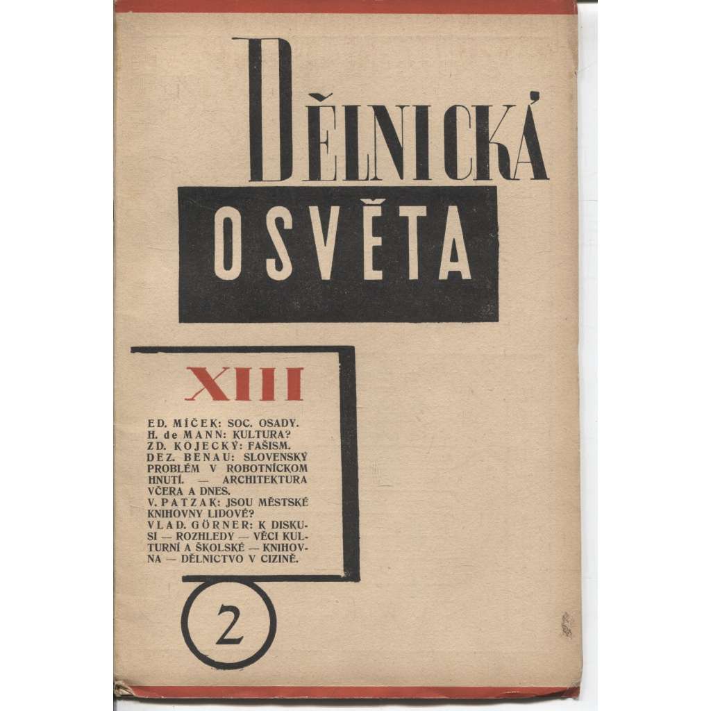 Dělnická osvěta, ročník XIII, číslo 2/1927 (časopis, levicová literatura, 1. republika)