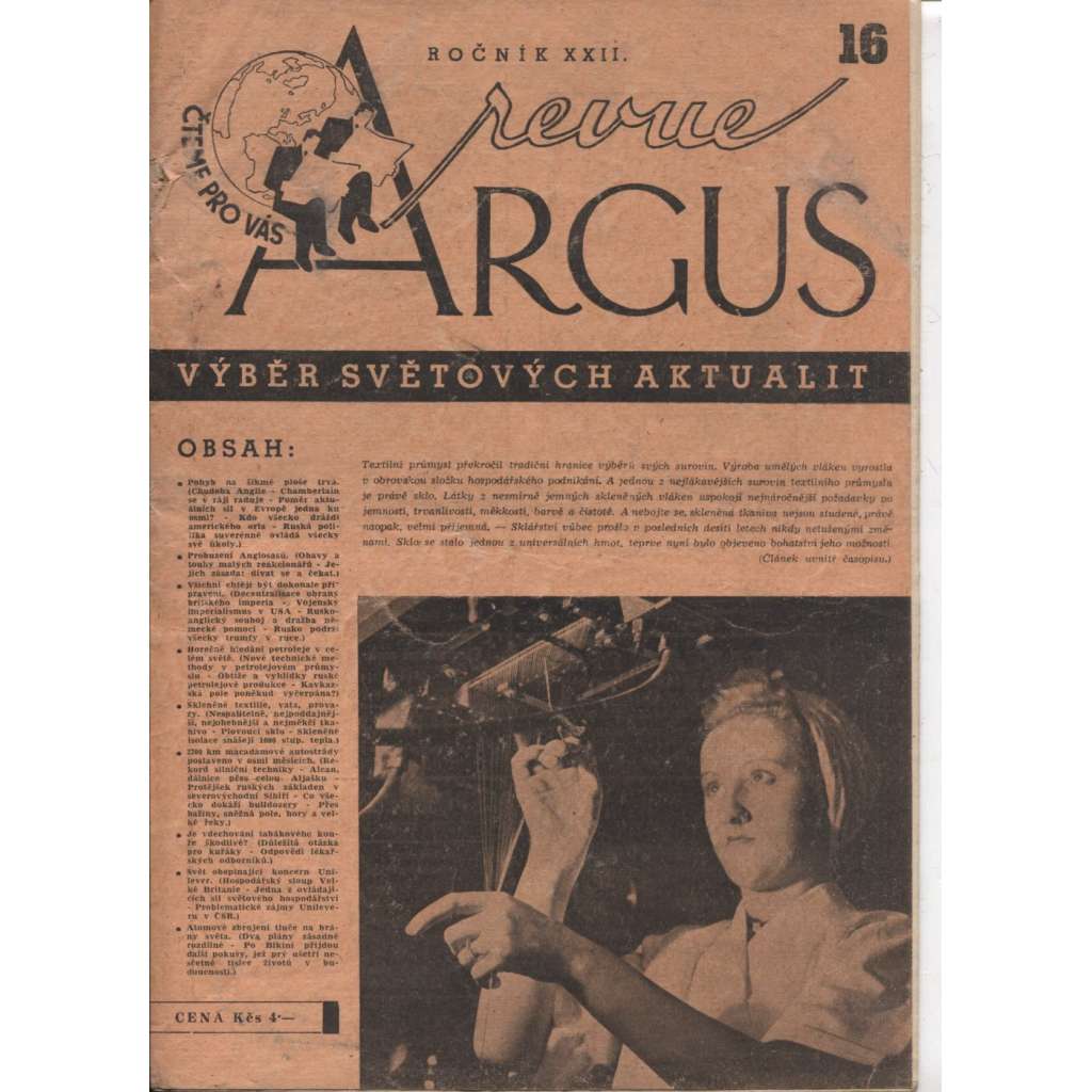 Argus revue, ročník XXII., číslo 16/1946. Výběr světových aktualit (časopis)