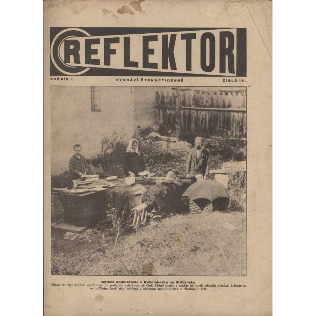 Reflektor, ročník I., číslo 19 (časopis, staré noviny, 1. republika)