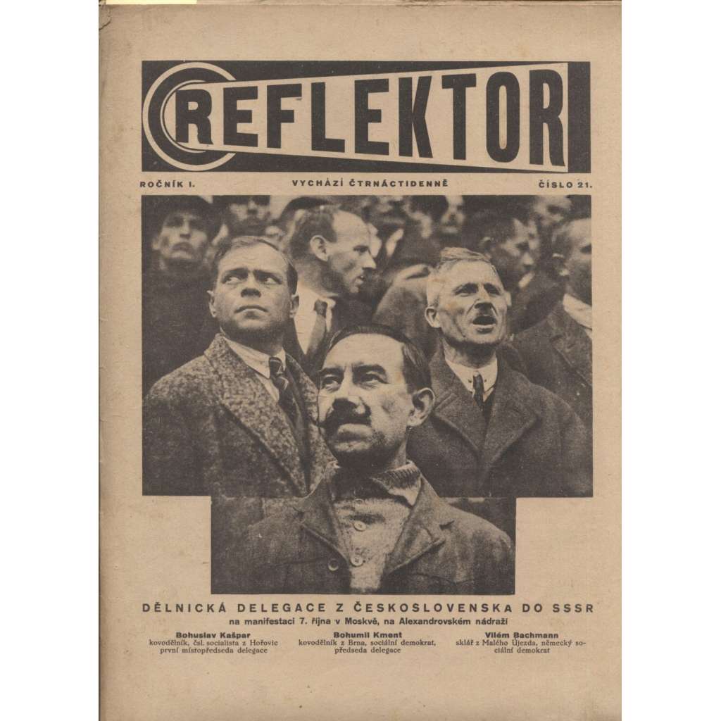 Reflektor, ročník I., číslo 21 (časopis, staré noviny, 1. republika)