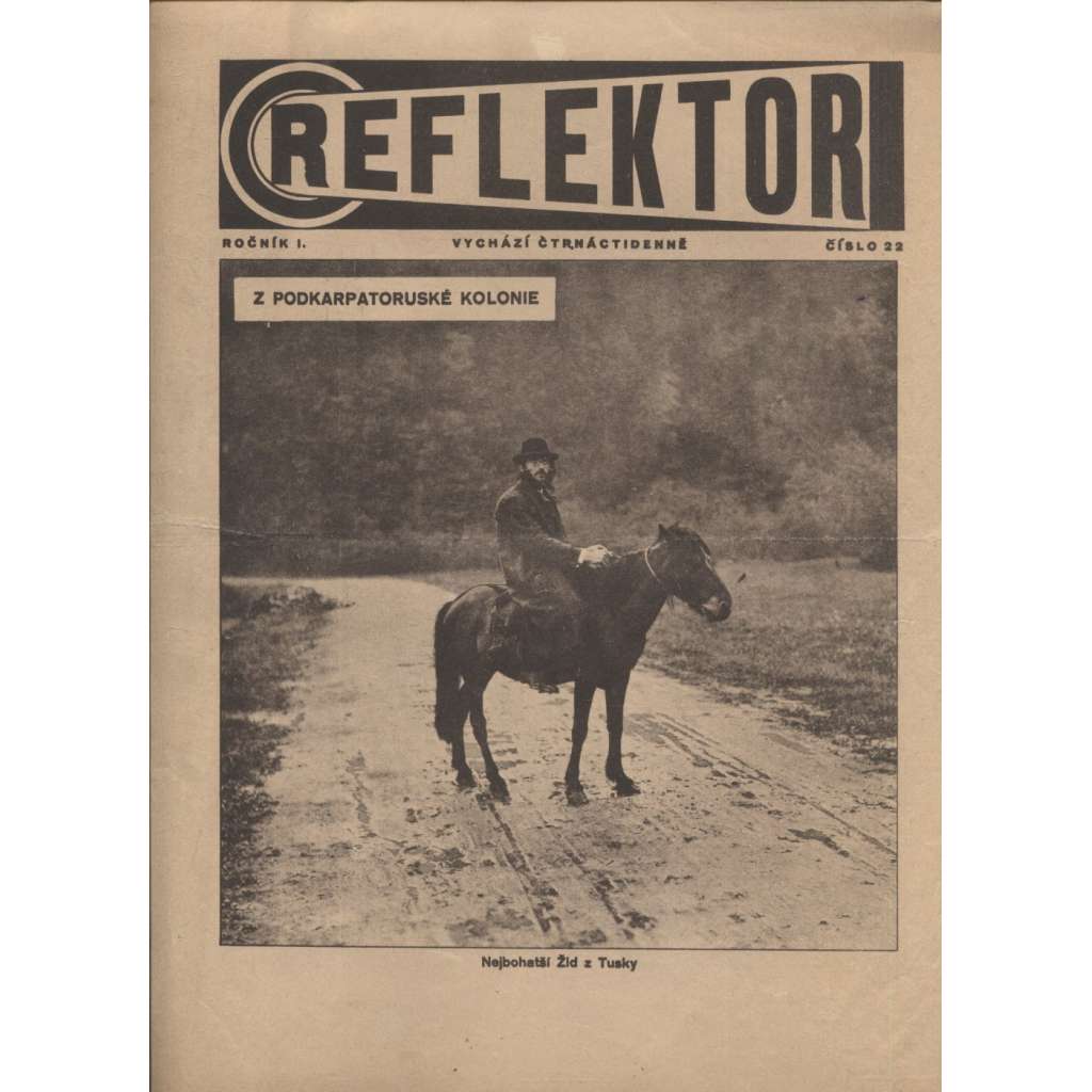 Reflektor, ročník I., číslo 22 (časopis, staré noviny, 1. republika)