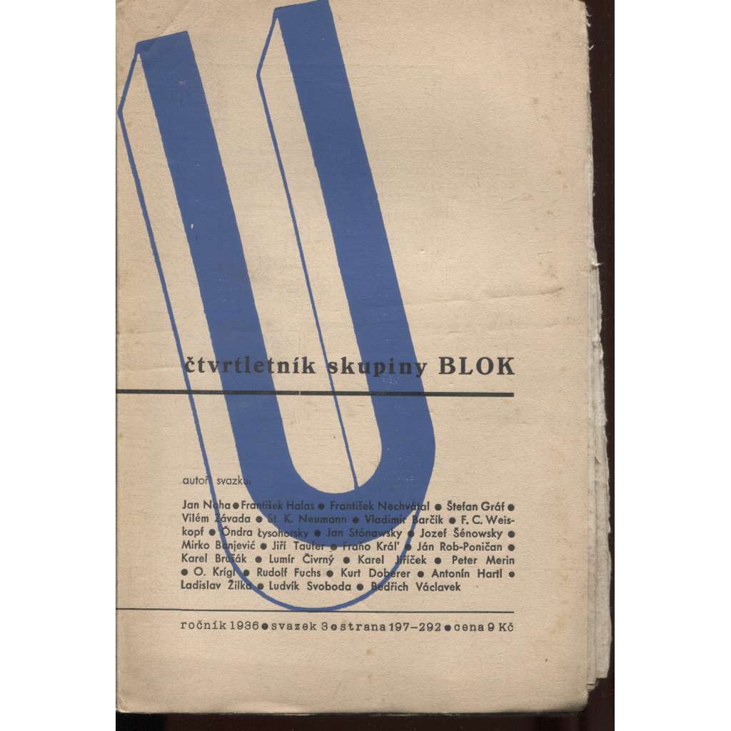 U – čtvrtletník skupiny Blok, svazek 3/1936 (časopis, revue)