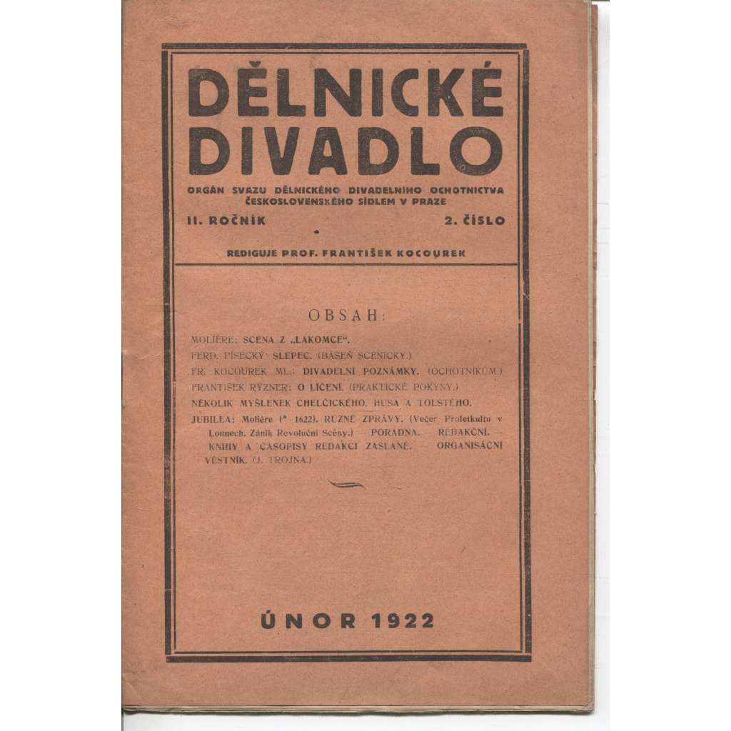 Dělnické divadlo, ročník II., číslo 2/1922