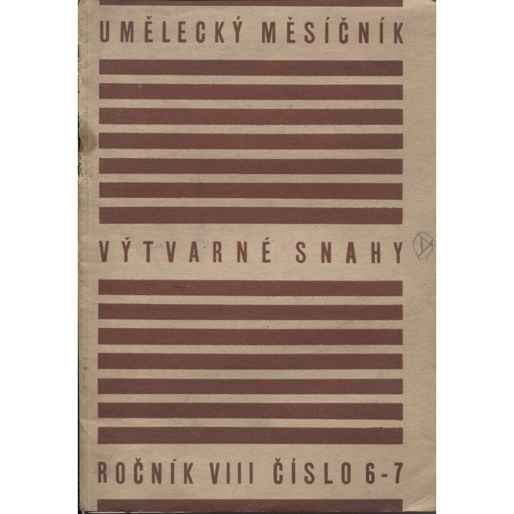 Umělecký měsíčník Výtvarné snahy, ročník VIII., číslo 6-7 (Ladislav Sutnar)