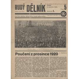 Rudý dělník, ročník I., číslo 5/1930. List pro otázky dělnického hnutí odborového (odbory, 1. republika, staré noviny)