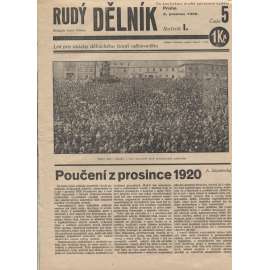 Rudý dělník, ročník I., číslo 5/1930. List pro otázky dělnického hnutí odborového (odbory, 1. republika, staré noviny)