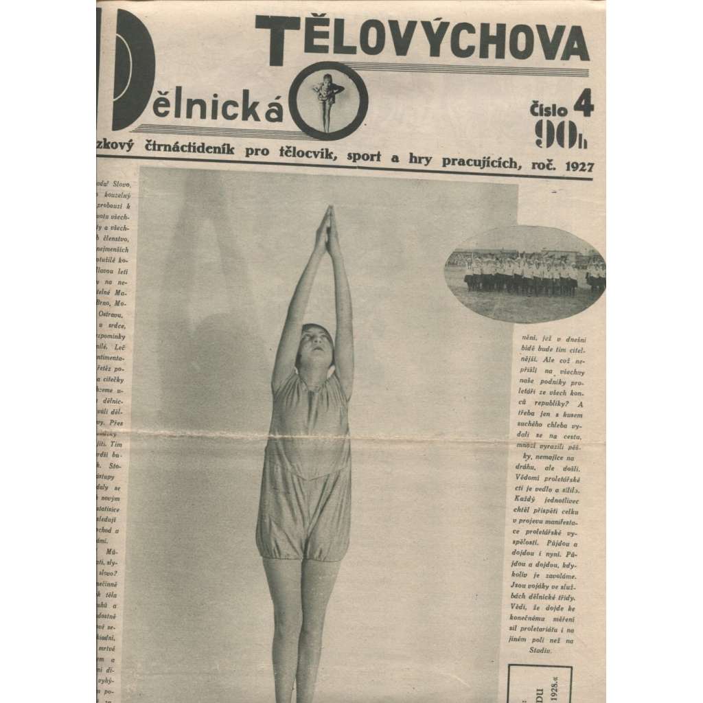 Dělnická tělovýchova, číslo 4/1927. Obrázkový čtrnáctideník pro tělocvik, sport a hry pracujících (staré noviny, 1. republika)