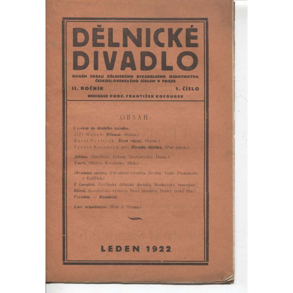 Dělnické divadlo, ročník II., číslo 3/1922