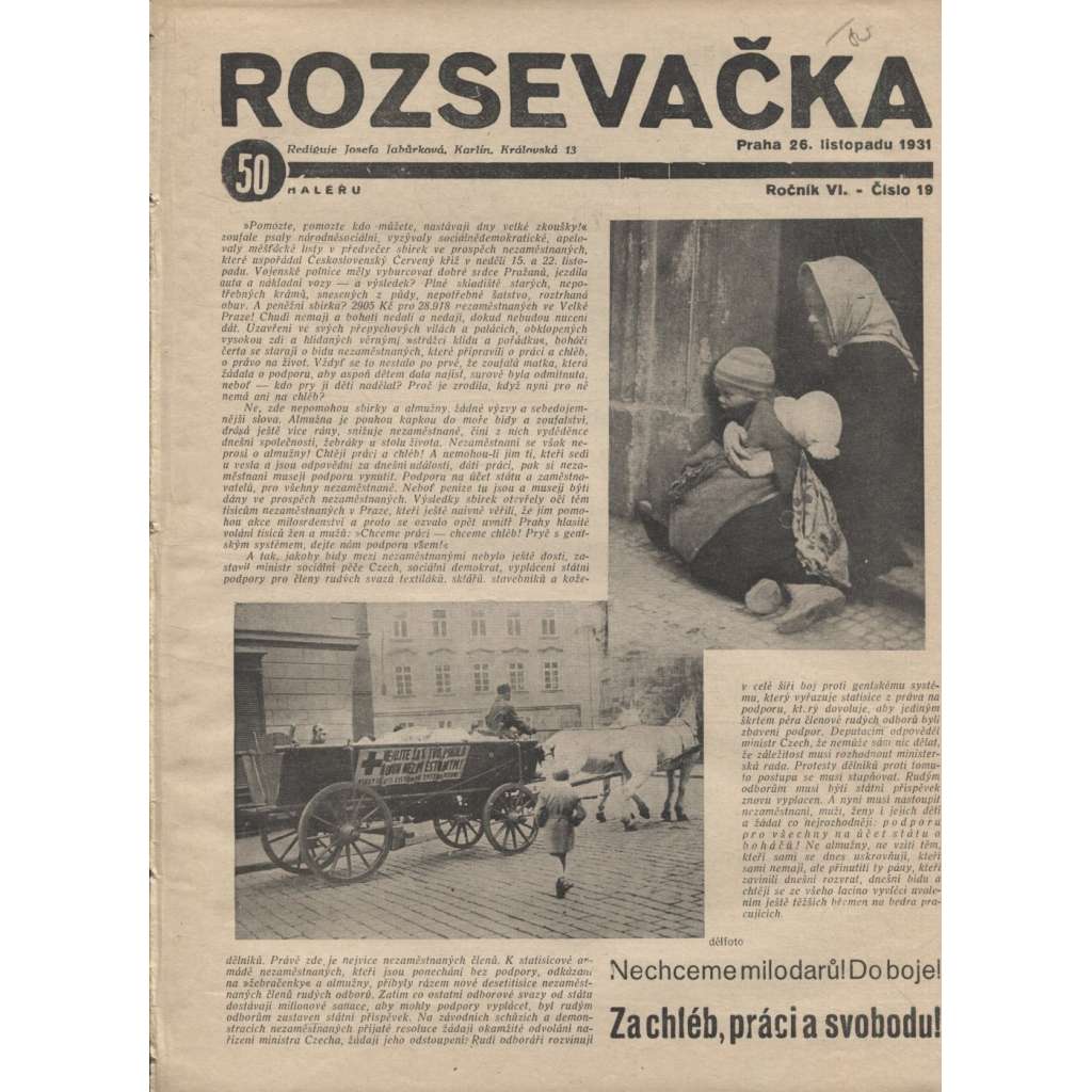 Rozsevačka, ročník VI., číslo 19/1931 (časopis, 1. republika, staré noviny)