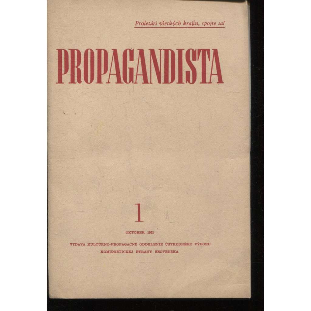 Propagandista, číslo 1/1951 (časopis, komunistická literatura, text slovensky)