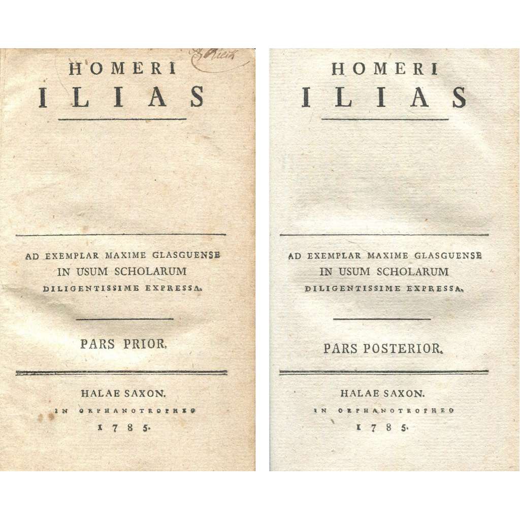 Homeri Ilias, 1-2 [Homérova Ilias, 1785; řecky; řečtina]