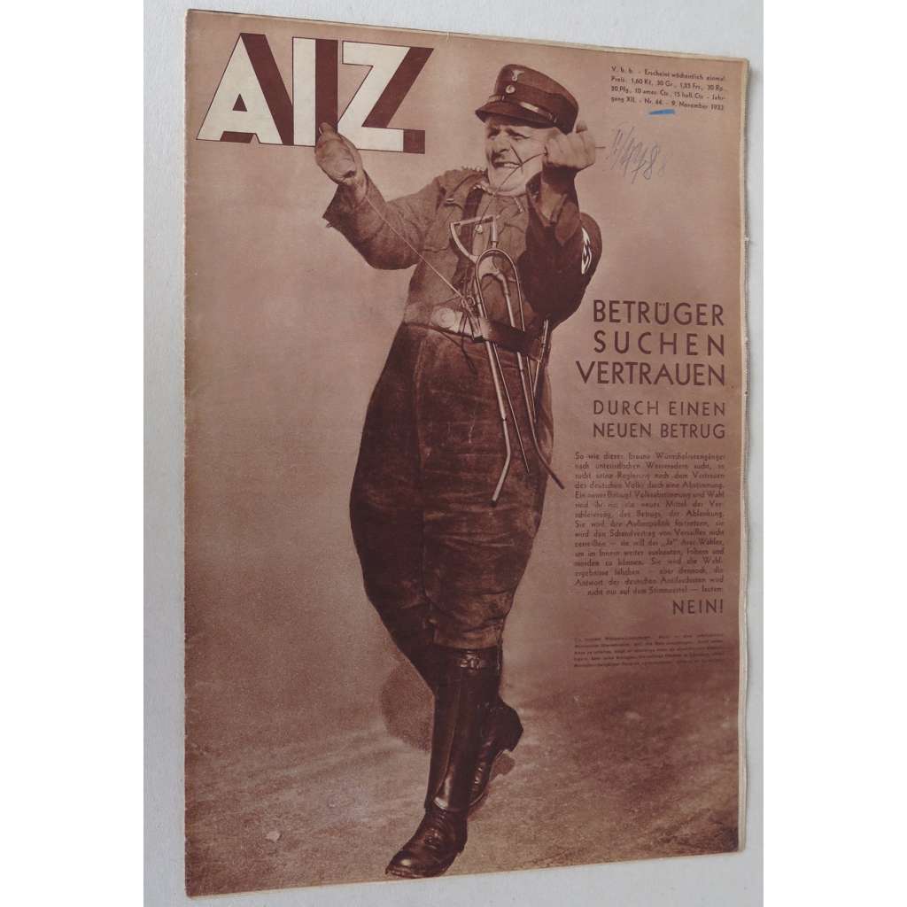 AIZ [Arbeiter-Illustrierte-Zeitung; A-I-Z], roč. 12, 1933, č. 44 [časopis; fotografie; nacismus; antifašismus]