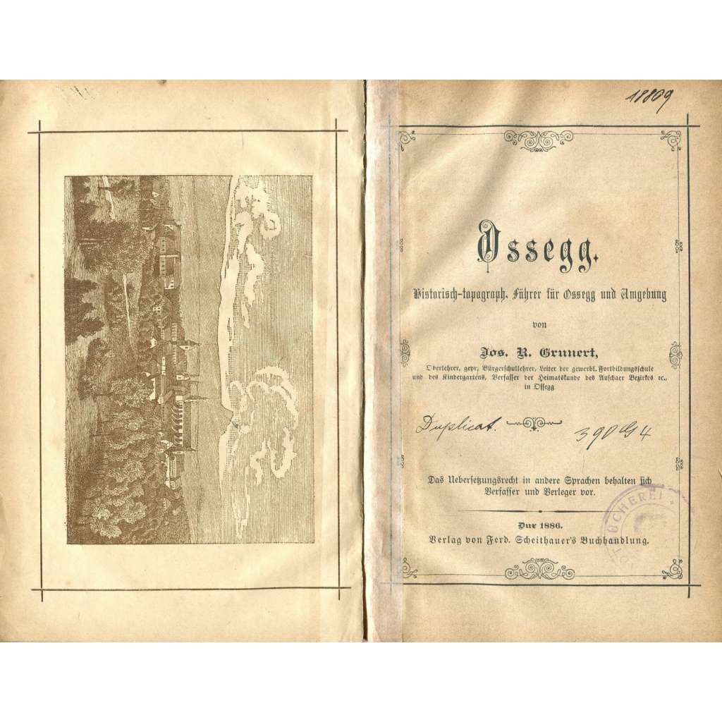 Ossegg. Historisch-topograph. Führer für Ossegg und Umgebung [1886; Osek; osecký klášter; hrad Riesenburg; Sudety]