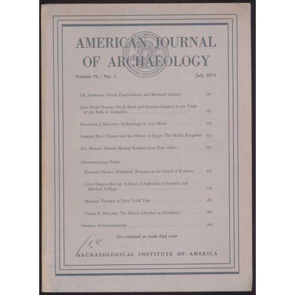 American Journal of Archaeology; volume 79, No. 3, July 1975 [archeologie, časopisy]