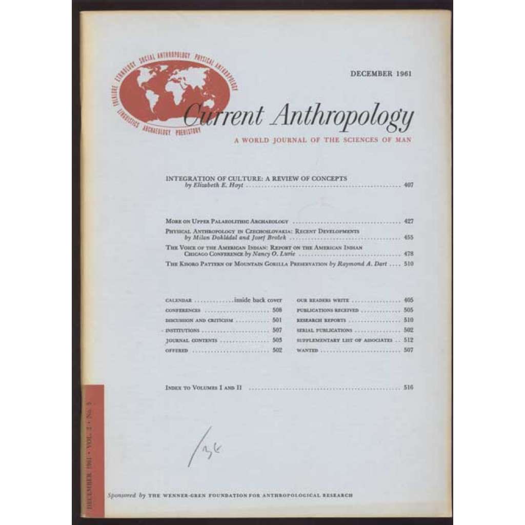 Current Anthropology: A World Journal of the Sciences of Man; Vol. 2, No. 5, December 1961 [časopis, antropologie]